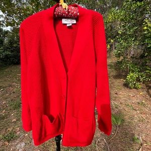 Long sleeve cardigan, red, large, by Tower Hill Sport